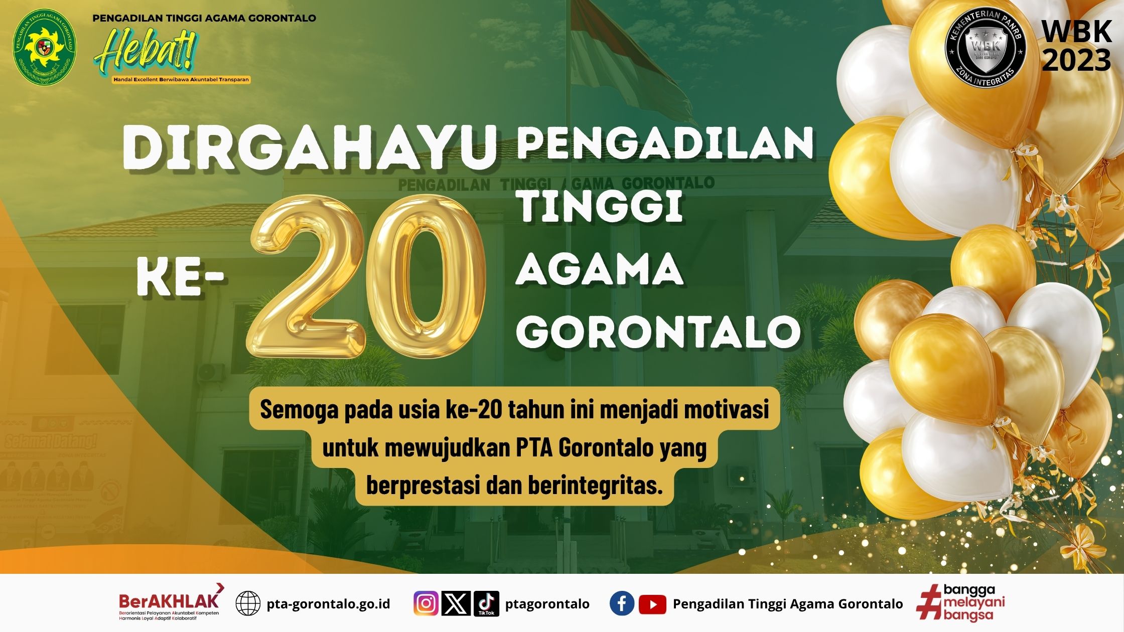 Selamat Hari Ulang Tahun PTA Gorontalo ke 20 (15 April 2006-15 April 2026)